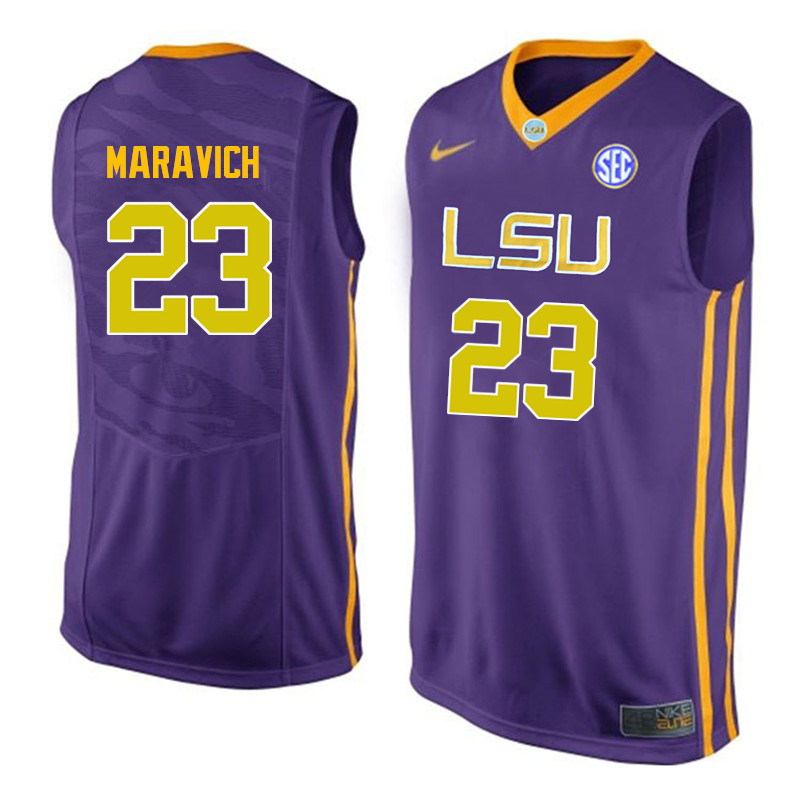 Men LSU Tigers #23 Pete Maravich College Basketball Jerseys-Purple - Click Image to Close
